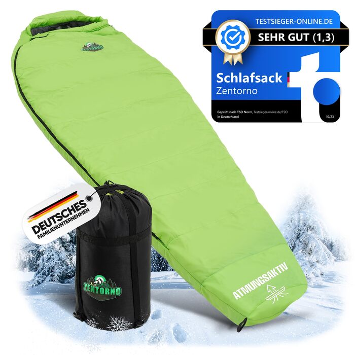 Спальний мішок Zentorno® Outdoor до 5°C: Ультралегкий, компактний (3-4 сезони), дихаючий та водовідштовхувальний для кемпінгу, дорослих. Можна прати.
