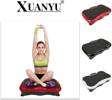 Вібраційна платформа LCD з Bluetooth та USB – Power Plate для фітнесу, тренування всього тіла, схуднення та нарощування м'язів, домашнє тренування з пультом дистанційного керування, чорний/червоний