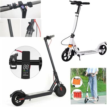 Самокат Vinnyooc Kickscooter складаний, з ручним гальмом, для дітей і дорослих, міський, колеса 200 мм, регульована висота