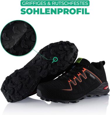 Черевики для трекінгу та трейлраннінгу для жінок та чоловіків, чорно-помаранчеві, 46 EU