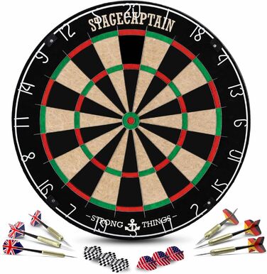 Stagecaptain DBS-1715 Bullseye Pro – професійна дартс-мішень із сизалю з дротами, 6 дротиками та 4 наборами оперень