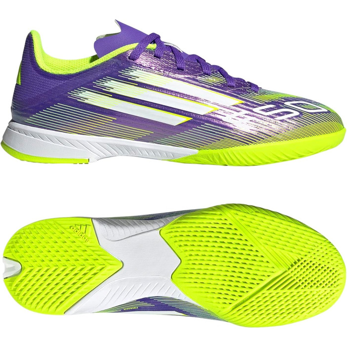 Дитячі футбольні бутси adidas F50 League Indoor для залу, розмір 38 EU, фіолетовий, білий, лимонний