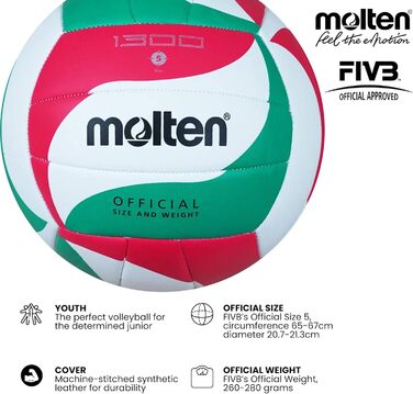 Волейбольний м'яч Molten V5M1300, розмір 5, помаранчевий/кремовий