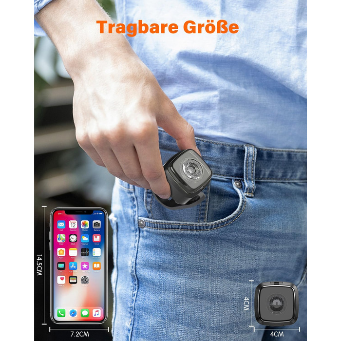 Фарига LED-фара для велосипеда Akdomart, USB-зарядка, 600mAh, StVzo, водонепроникність IPX5, чорний, для дитячого велосипеда