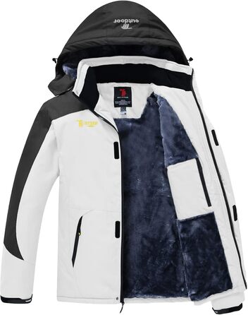 Чоловіча зимова куртка Jacken з флісовою підкладкою, водонепроникна, дихаюча, тепла, вітрозахисна Softshell з капюшоном (L, білий)