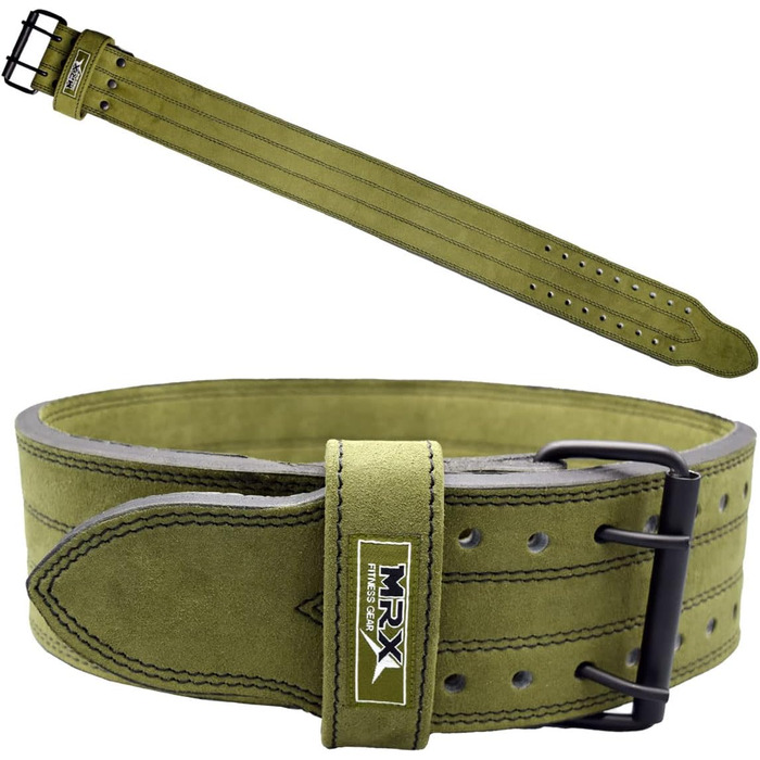 Пончо для пауерліфтингу MRX, шкіряний, 10.2 см, XX-Large, оливковий, для тренувань, фітнесу, підтримки спини, бодібілдингу, з металевою пряжкою