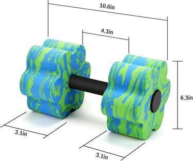 Набір аква-гантелей для плавання, 2 шт. Зелені аква-гантелі для фітнесу у воді, для занять у басейні, для схуднення