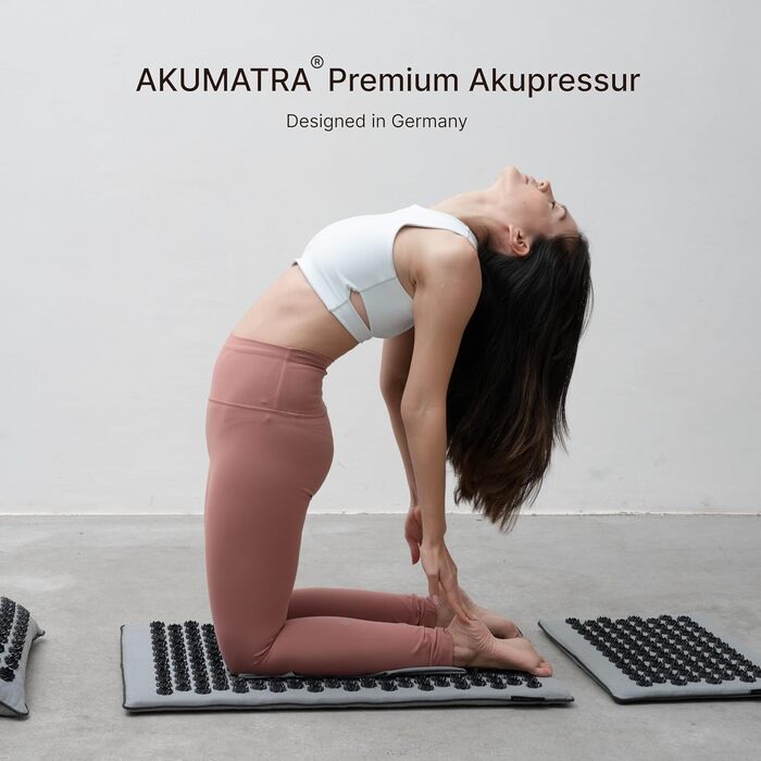 AKUMATRA® Преміум акупунктурний килимок з подушкою та функцією підігріву, екологічний, для спини, проти напруги, графітовий
