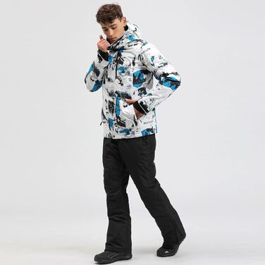 Комплект гірськолижний чоловічий HOTIAN: куртка та штани, зимовий костюм, водонепроникний, вітронепроникний, синій+чорний