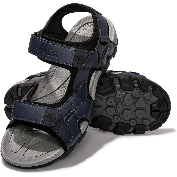 Чоловічі сандалії HEVA Leder Outdoor Sport Trekking Wander (44 EU, Nebel Blau)