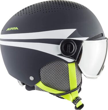 Дитячий лижний шолом ALPINA ZUPO VISOR Q-LITE з посиленим контрастом, візор, легкий, преміум-якість, матовий сірий-неоновий, 51-55 см