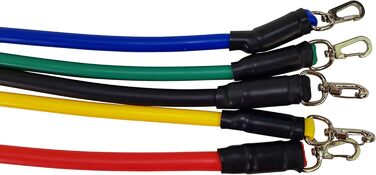 Набір еластичних стрічок Tunturi 5er для силових тренувань: 1 стрічка для ноги, 2 ручки, 1 дверний анкер