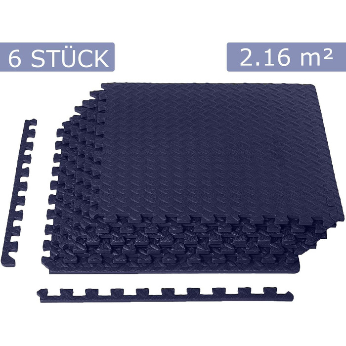 Захисні мати-пазли Meisterhome 60x60 см, 6 шт, Tardis Blue, підлогові EVA мати для спорту, тренажерного залу, дитячої кімнати, комплект 2.16 м²