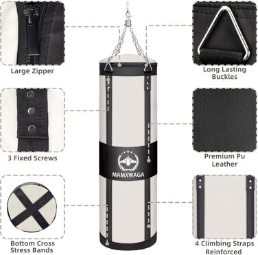 Боксерський мішок Canvas Boxsack для дорослих, 120 см, невикористаний, міцний, вантажопідйомність до 80 кг, білий