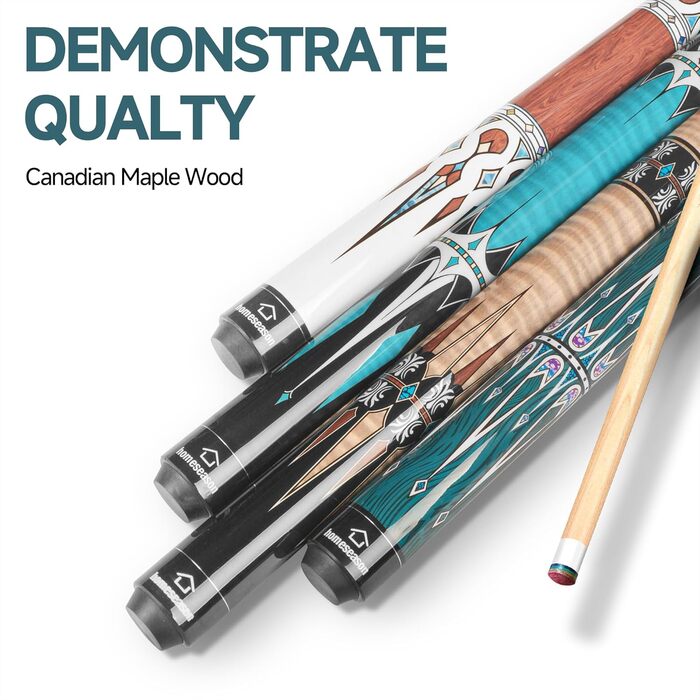 Більярдний кий HomeSeason Billardqueue-Stick, 144,8 см, професійний, з низькою відволікаючою лінією, HS06-C