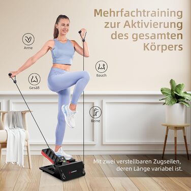 Міні степер ST3 з тросами та дисплеєм – домашній тренажер, тихі гідравлічні циліндри, фітнес-обладнання до 100 кг