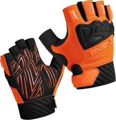 Рукавички Inbike для їзди на велосипеді, хаф-фінгери, захист пальців TPR та SCR, зелені (помаранчеві, M)