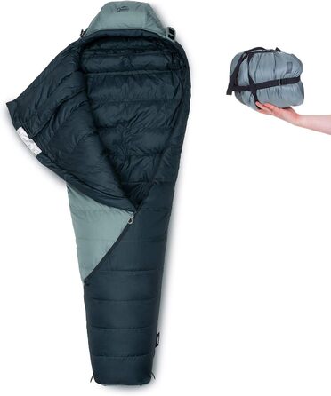 Сплячий мішок Qeedo Fluffy 0 Daunen - 4 сезони, комфортна температура 0°C, RDS-сертифікат (Сірий, M)