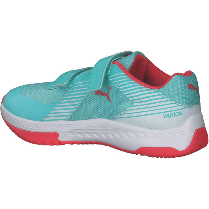 Дитячі спортивні зала-тенісні кросівки PUMA Varion V Jr. 37.5 EU, кольори: Aqua, Sunblaze, White