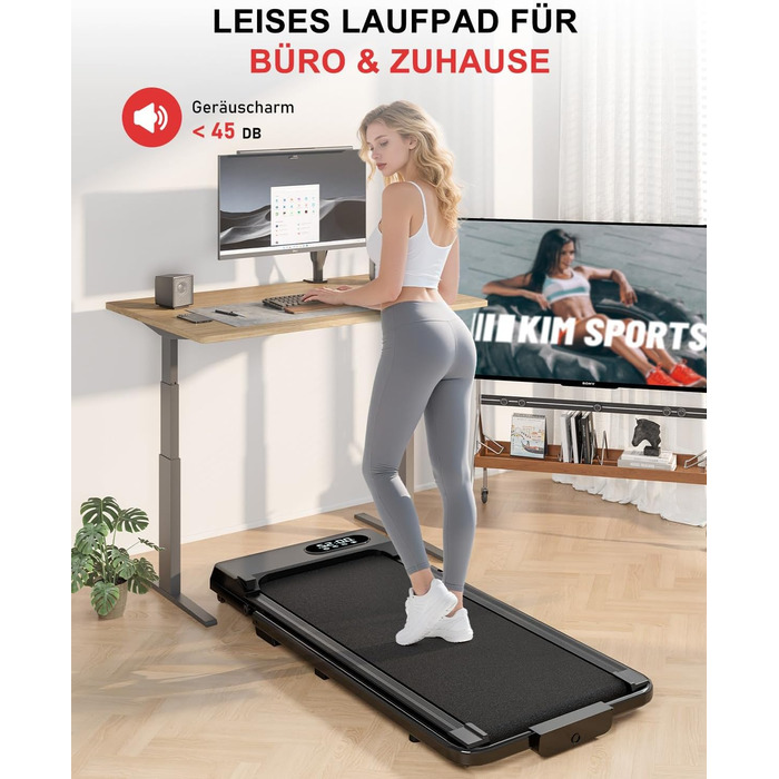 Walking Pad Dskeuzeew: Бігова доріжка з нахилом 7% для дому. 4-в-1, чорний