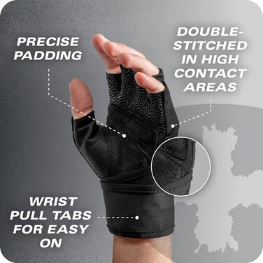 Harbinger Pro Wristwrap Gloves 3.0 - вантажні рукавички для чоловіків, чорного кольору