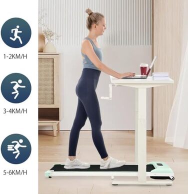 Бігова доріжка SogesHome 2 в 1 для дому, Walking Pad, фітнес-тренажер із пультом, 1-6 км/год, LED-дисплей, Bluetooth-динамік, зелена