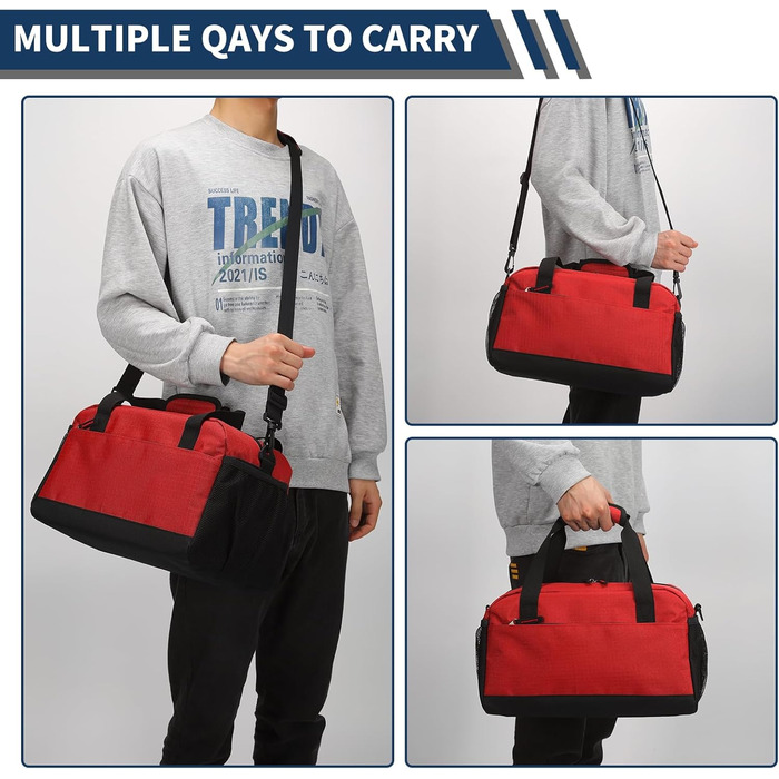 Спортивна сумка маленька з відділенням для мокрого - 35x20x20 см, ручна поклажа, міні-дуфл-сумка з кількома відділеннями для спорту, відпочинку, коротких подорожей (червона, 35 см)