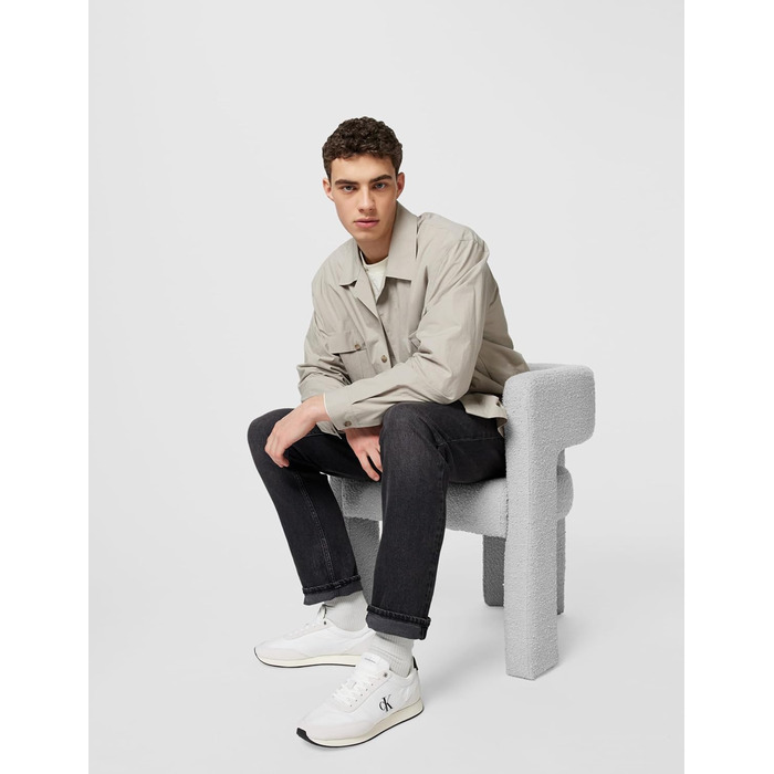 Чоловічі кросівки Calvin Klein Runner Retro Mix з логотипом, білі/чорні, розмір 43 EU