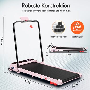 Біговий доріжка BLACK LORD X7, Walking Pad під стіл, 3.0PS, до 130кг, Bluetooth, 3 рівня нахилу, рожевий