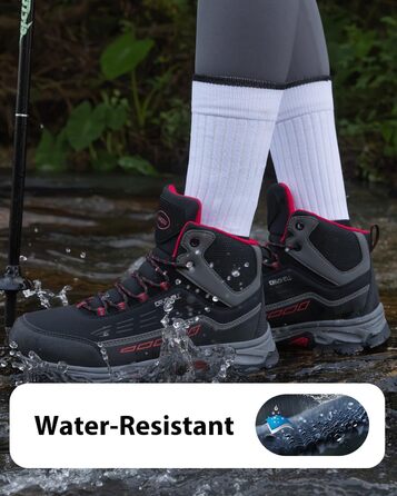 Туфлі для хайкінгу/трекінгу чоловічі та жіночі, водонепроникні, легкі, 37-46 EU, чорно-червоні, середньої висоти