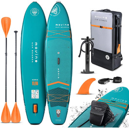 Надувний SUP дошка Movino Stand Up Paddle Board 350 см - 2в1 SUP/Каяк - до 165 кг, комплект з аксесуарами, Welded Rail, 15 PSI (Блакитний-Помаранчевий)
