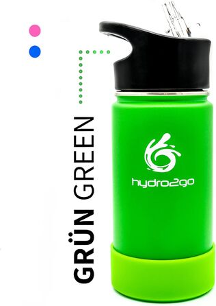 Дитяча термос-бутилка з нержавіючої сталі hydro2go 350 мл Pure Pink, без BPA, 2 кришки (з трубочкою та спортивна), герметична