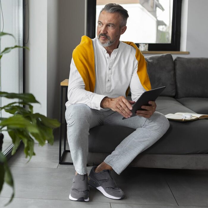 Кросівки для бігу та ходьби FitVille для чоловіків (широкі) - спортивні кросівки, снікерси з клямкою, зручні для широкої стопи, ортопедичні, неслизькі, сірі (43 EU)