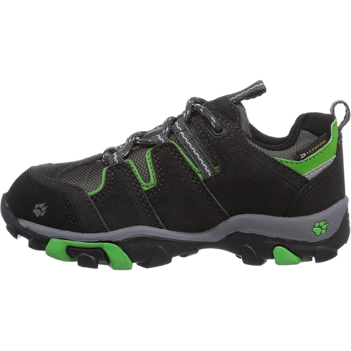 Черевики для трекінгу Jack Wolfskin MTN Attack Low Texapore для хлопчиків, 33 EU, чорний/зелений