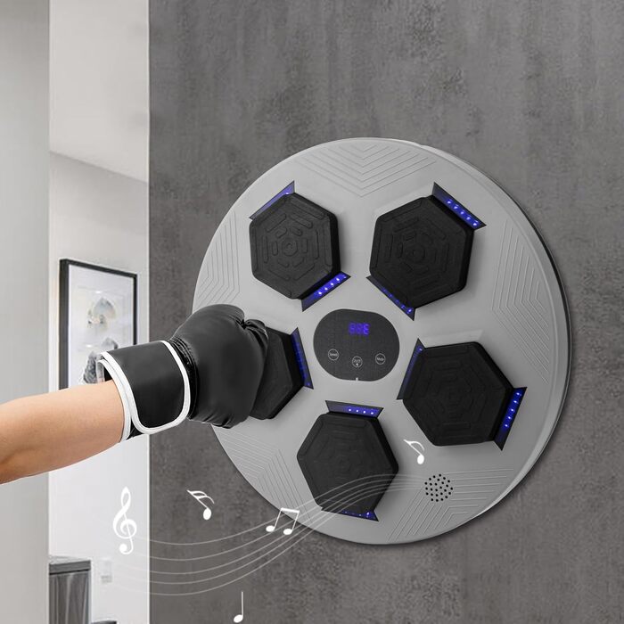ACROSSPART Музична бокс-машина Bluetooth, електронний боксер для дорослих, настінна боксерська панель із музикою, регульована швидкість, біла