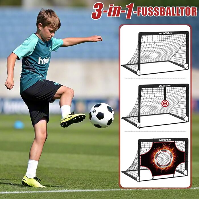 Набір для тренування футболу Kinder 3 в 1 з мішенню, ціллю та сумкою, складані воріта, для гри в приміщенні та на вулиці - 120x90x90 см (Чорний+Тренер)