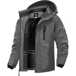 Чоловіча куртка GEMYSE для сноубордингу та лижного спорту, вітро- та водонепроникна, з флісовою підкладкою, зимова, з капюшоном, XL, сірий колір