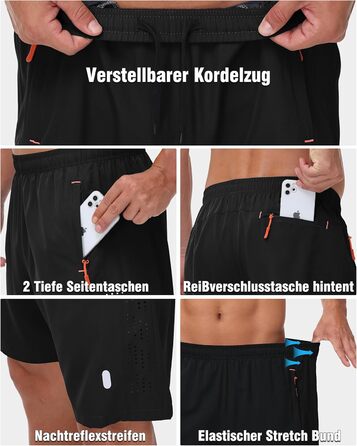 Чоловічі шорти для фітнесу Dry Fit: комплект 2 шт. (чорний/чорний, XXL)