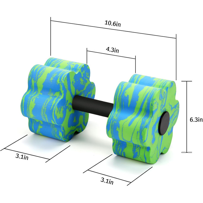 Набір аква-гантелей для плавання, 2 шт. Зелені аква-гантелі для фітнесу у воді, для занять у басейні, для схуднення