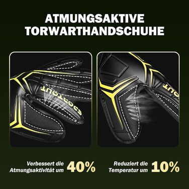 Воротарські рукавиці Sportout Fingersave дитячі та дорослі, футбольні рукавиці з захистом пальців, чорно-жовті, розмір 7