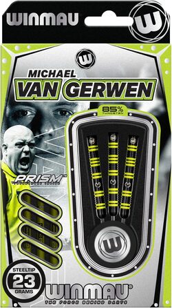 Дротики WINMAU MvG 85% Pro-Series 23 г, професійний набір з оперенням і хвостовиками