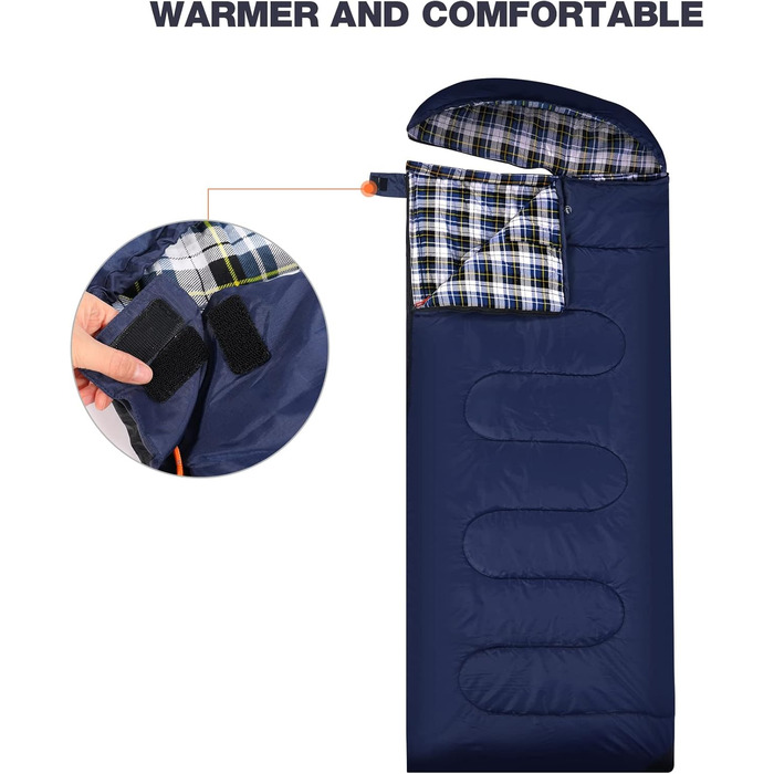 Спальний мішок Redcamp Baumwoll-Flanell для кемпінгу, 3 сезони, теплий та комфортний, вага 1.8-2.9 кг, колір морський блакитний