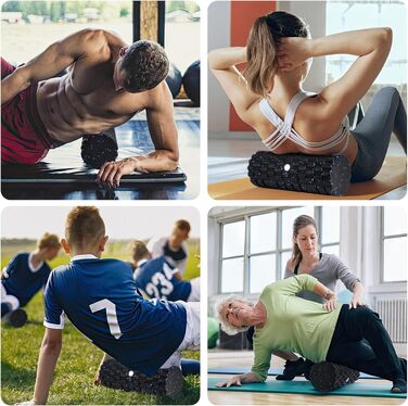 Набір масажних роликів для м'язів та фасцій (Foam Roller Set): великий ролик, міні-ролик та дуо-бол для йоги та відновлення, синій