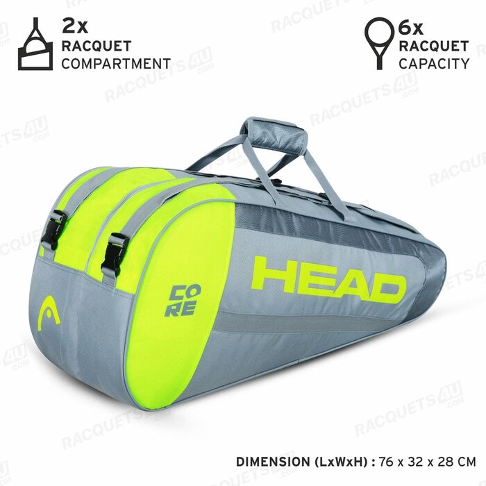 Сумка для тенісу HEAD CORE 6R Combi Unisex антрацит/помаранчевий для дорослих