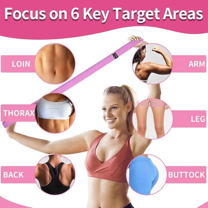 Набір еластичних стрічок для фітнесу (3 шт.), стрічки опору з 3 рівнями, фітнес-стрічки для жінок/чоловіків, силові тренування, йога, пілатес, рожевий