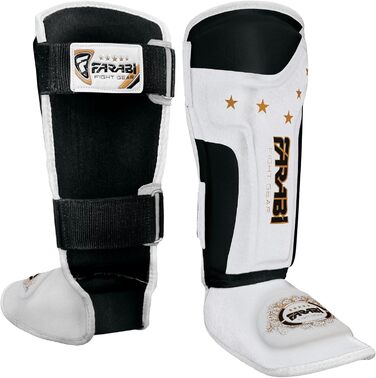 Дитячі захисні щитки для гомілки Farabi Sports, для кікбоксингу, MMA, Муай Тай, тренувань і спарингів, білі