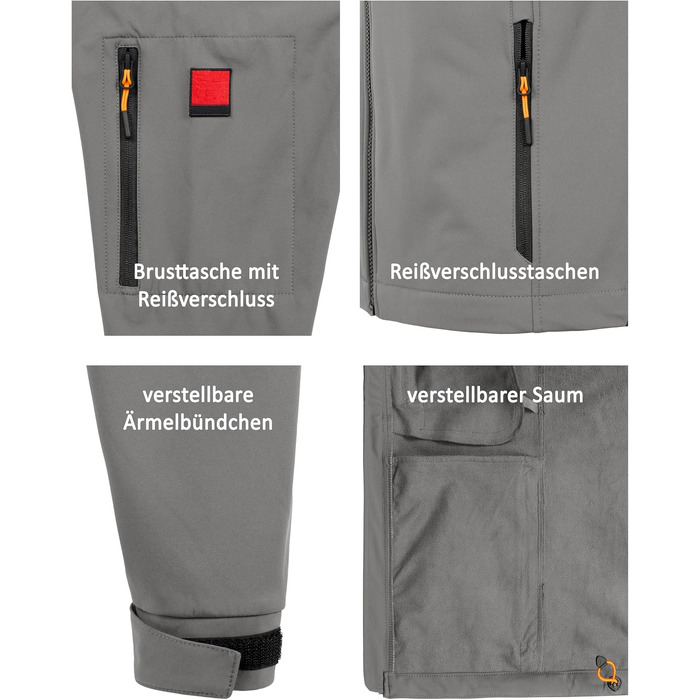 Чоловіча легка куртка Softshell водонепроникна та дихаюча, outdoor-куртка з відстібним капюшоном, вітрозахисна еластична куртка для походів та роботи, сіра, розмір 3XL