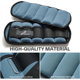 Штанги на щиколотки Sportneer регульовані: 1 пара 0,9/1,8/2,7/3,6/4,5 кг. Підходять для жінок та чоловіків, фітнесу, тренувань, ходьби, бігу. 2,2 кг на щиколотку, 4,5 кг пара (Блукаючий синій)