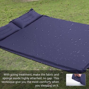 Надувний килимок для кемпінгу Ubon Doppelte 2 особи, 3.6 см, Navy