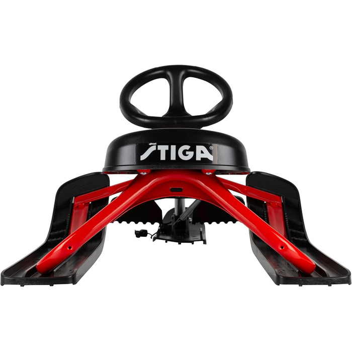 Санки STIGA Snowracer Iconic для дітей від 5 років, сталевий каркас, гальмо, буксирувальний трос, до 80 кг, червоно-чорні – міцні санки для зимових розваг